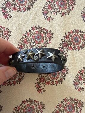 Isabel Marant Black Star-Studded Leather Snap Bracelet